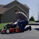 Man whose lawnmower won't start