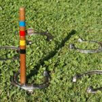 Close up of outdoor horseshoe game