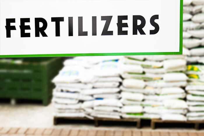 Pile of bags of fertilizer